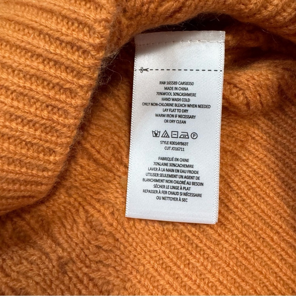 NWT New $298 Joie Roland Crew Neck Orange Wool Cashmere Sweater Size M - Picture 7 of 11
